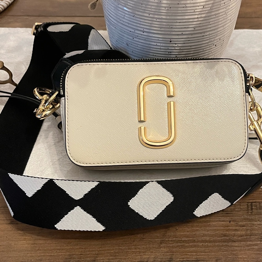Marc Jacobs Cream Crossbody Bag with Gold Accents